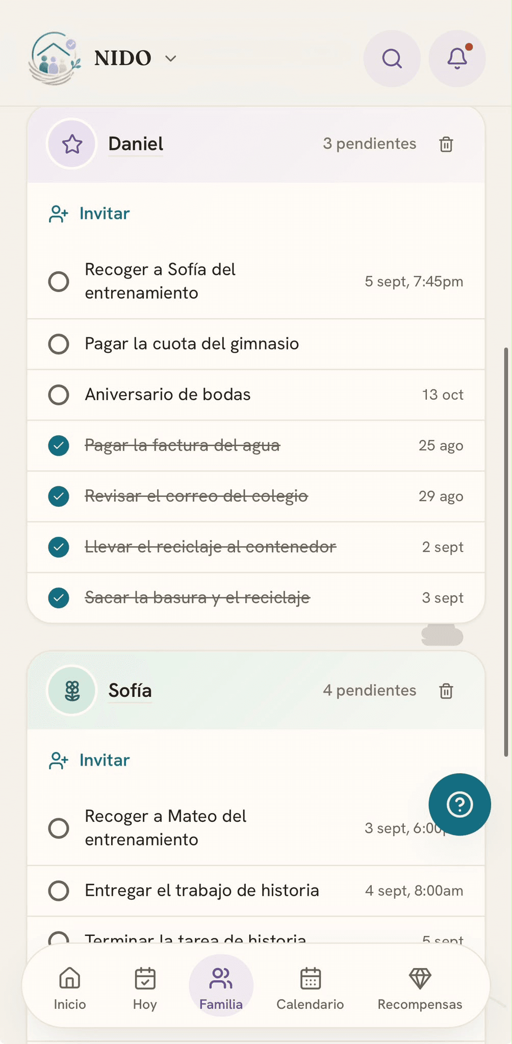 Carriles de tu familia